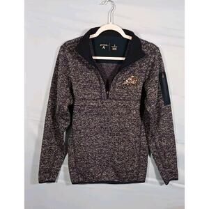 Antigua Mens Size Small Navy Midshipman Long-Sleeve 1/2 Zip Gray Heather Jacket